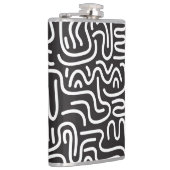 Retro Doodle Wavy Lines: Monochrom Flachmann (Rechts)