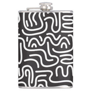 Retro Doodle Wavy Lines: Monochrom Flachmann