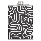 Retro Doodle Wavy Lines: Monochrom Flachmann (Rückseite)