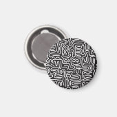 Retro Doodle Wavy Lines: Monochrom Magnet (Vorderseite/Rückseite)
