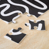 Retro Doodle Wavy Lines: Monochrom Puzzle (Seite)