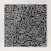Retro Doodle Wavy Lines: Monochrom Puzzle (Horizontal)