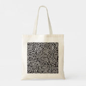 Retro Doodle Wavy Lines: Monochrom Tragetasche (Rückseite)