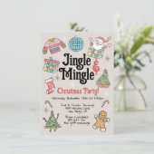 Retro Doodle Weihnachts-Party für Erwachsene oder Einladung (Stehend Vorderseite)