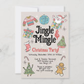 Retro Doodle Weihnachts-Party für Erwachsene oder Einladung (Vorderseite)