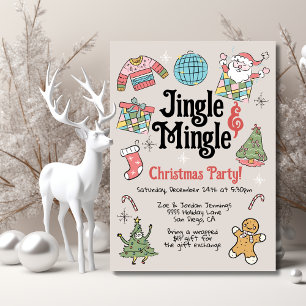 Retro Doodle Weihnachts-Party für Erwachsene oder  Einladung