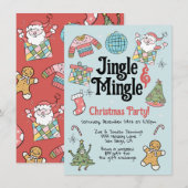 Retro Doodle Weihnachts-Party für Erwachsene oder  Einladung (Vorne/Hinten)