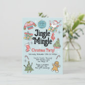 Retro Doodle Weihnachts-Party für Erwachsene oder Einladung (Stehend Vorderseite)