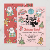 Retro Doodle Weihnachts-Party für Erwachsene oder Einladung (Vorne/Hinten)