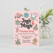 Retro Doodle Weihnachts-Party für Erwachsene oder Einladung (Stehend Vorderseite)