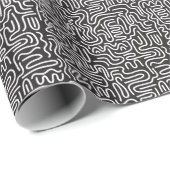 Retro-Doodle-Welliges Linien: Monochrom Geschenkpapier (Rolleneckpunkt)