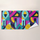 Retro Doodles: geometrische Pop Kunst. Badehandtuch (Badehandtuch)
