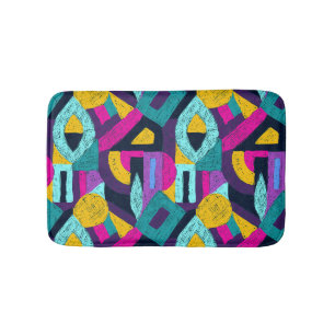 Retro Doodles: geometrische Pop Kunst. Badematte