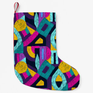 Retro Doodles: geometrische Pop Kunst. Kleiner Weihnachtsstrumpf