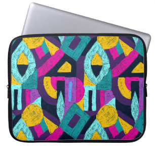 Retro Doodles: geometrische Pop Kunst. Laptopschutzhülle