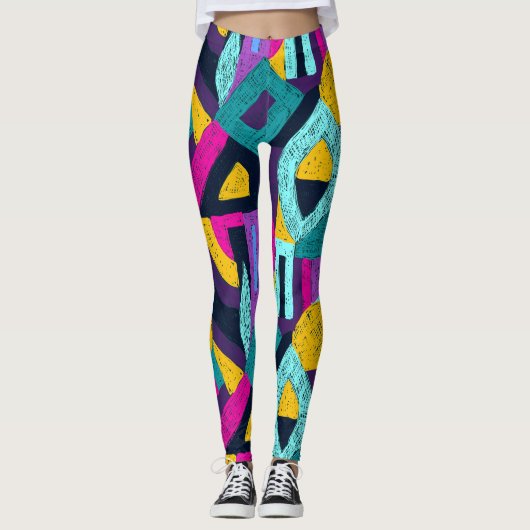 Retro Doodles: geometrische Pop Kunst. Leggings (Vorderseite)