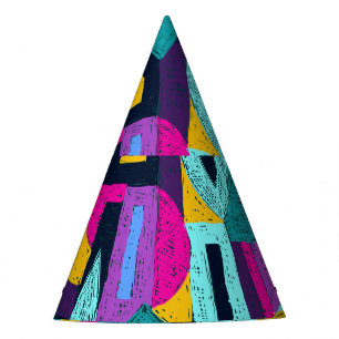Retro Doodles: geometrische Pop Kunst. Partyhütchen