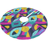 Retro Doodles: geometrische Pop Kunst. Polyester Weihnachtsbaumdecke (Schrägansicht)