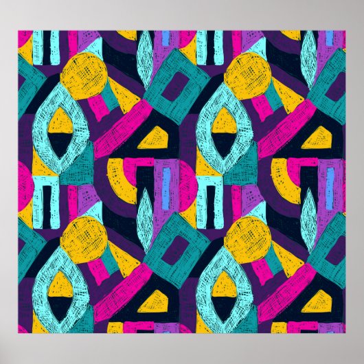 Retro Doodles: geometrische Pop Kunst. Poster (Vorne)