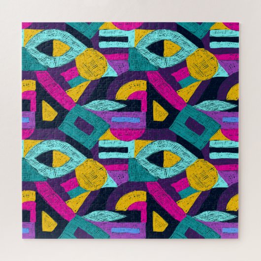 Retro Doodles: geometrische Pop Kunst. Puzzle (Horizontal)