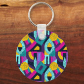 Retro Doodles: geometrische Pop Kunst. Schlüsselanhänger (Vorderseite)