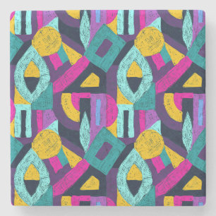 Retro Doodles: geometrische Pop Kunst. Steinuntersetzer