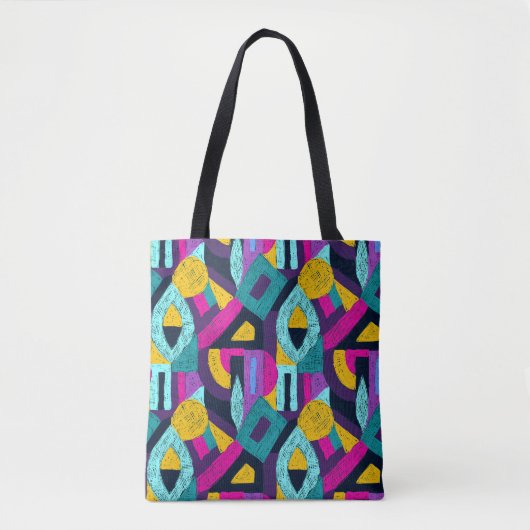 Retro Doodles: geometrische Pop Kunst. Tasche (Vorderseite)