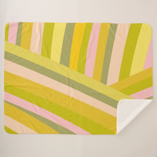 Retro Dopamin Dekor Streifen rosa grüne Preppy Sherpadecke (Vorderseite (Horizontal))