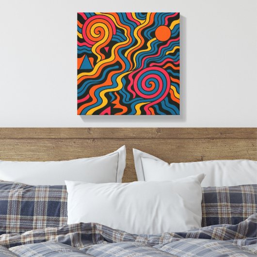 Retro Dopamin Vibes - Psychedelische Brain Colors Leinwanddruck (Insitu (Schlafzimmer))