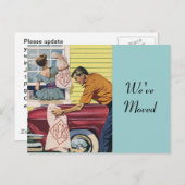 Retro-Doppelbezug auf der Postkarte in neue Adress (Vorne/Hinten)