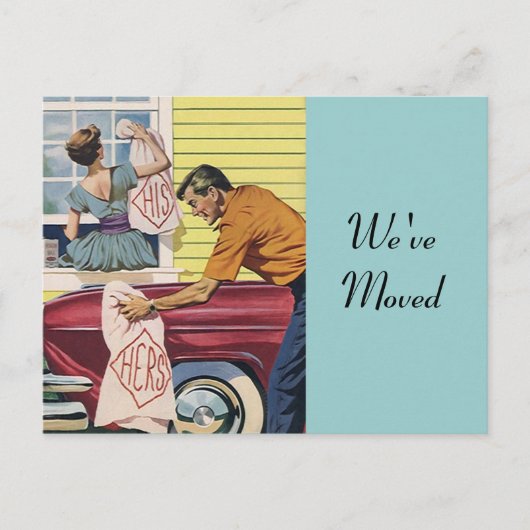 Retro-Doppelbezug auf der Postkarte in neue Adress (Vorderseite)