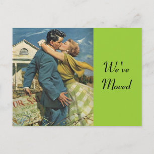 Retro-Doppelbezug auf der Postkarte in neue Adress