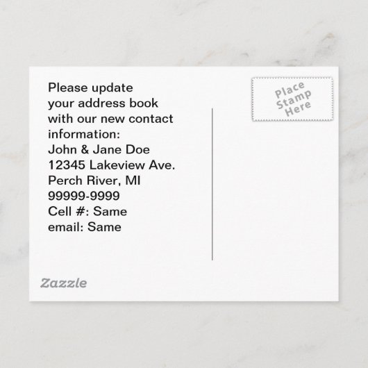 Retro-Doppelbezug auf der Postkarte in neue Adress (Rückseite)