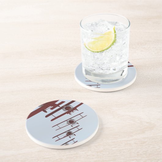 Retro Doppeldecker Sandstein Untersetzer (Seite)