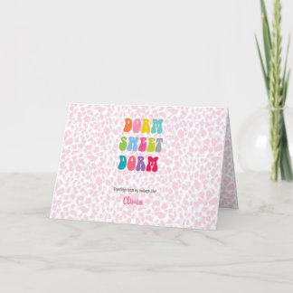Retro "Dorm Sweet Dorm" Cheetah Individuelle Name Dankeskarte