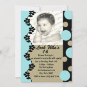 Retro Dot Foto Geburtstag Einladung (Vorderseite)