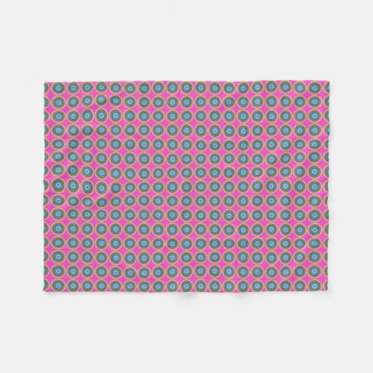 Retro Dot Pattern - Rosa Gelb Blau Fleecedecke (Vorderseite (Horizontal))