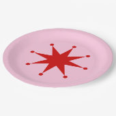 Retro Dot Point-Star-Papiertafel Pappteller (Schrägansicht)