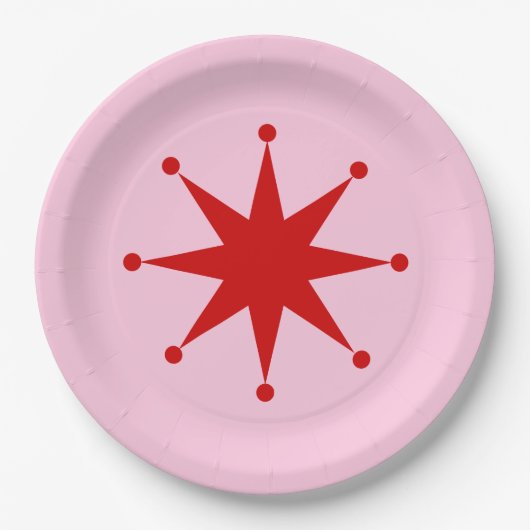Retro Dot Point-Star-Papiertafel Pappteller (Vorderseite)