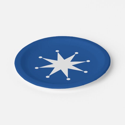 Retro Dot Point-Star-Papiertafel Pappteller (Schrägansicht)