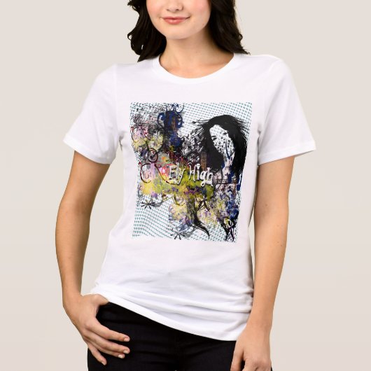 Retro Dots Abstrakte Fliege hoch Tri-Blend Shirt (Vorderseite)