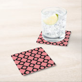 Retro Dots Black Rechteckiger Pappuntersetzer (Vor Ort)