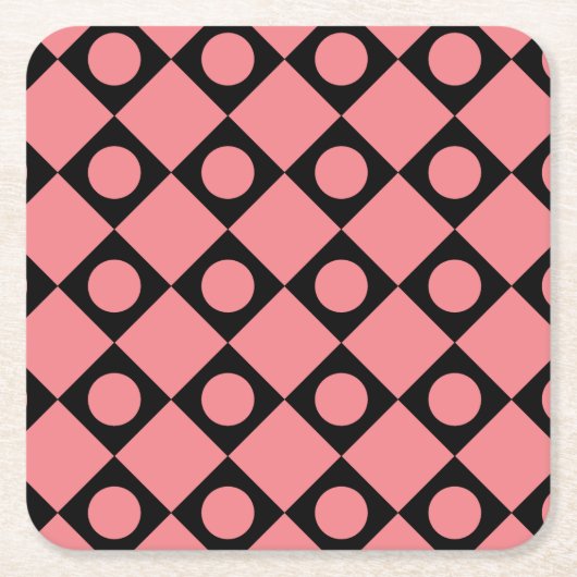 Retro Dots Black Rechteckiger Pappuntersetzer (Vorderseite)