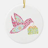 Retro Dots Christmas Bird, Peace Dove Keramik Ornament (Vorne)