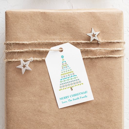 Retro Dots Christmas Tree Frohe Weihnachten Geschenkanhänger