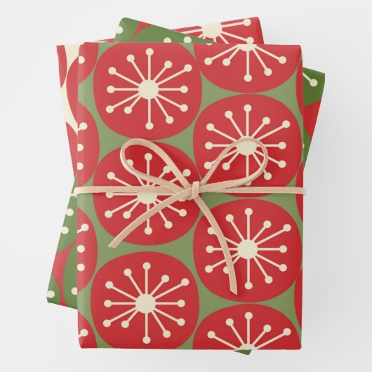 Retro Dots in der Weihnachtscreme Geschenkpapier Set (Beispiel)