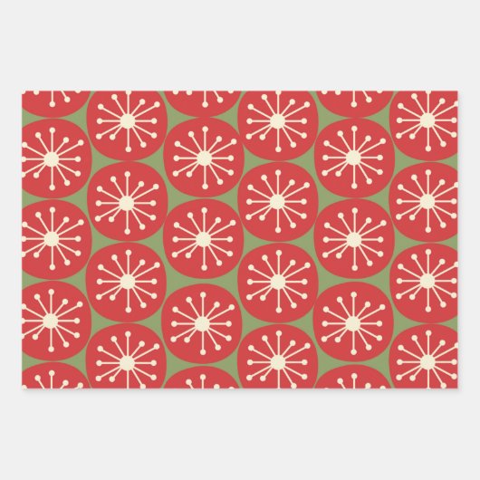 Retro Dots in der Weihnachtscreme Geschenkpapier Set (Vorderseite)