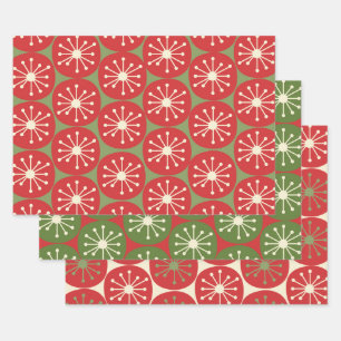 Retro Dots in der Weihnachtscreme Geschenkpapier Set