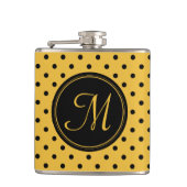Retro Dots - Mustard&Black Custom Flask Flachmann (Vorderseite)