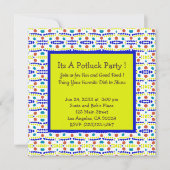 Retro Dots Muster Blau Gelbbrauner Aquamariner Pot Einladung (Vorderseite)